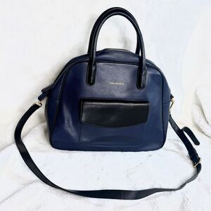Vera Bradley Bowled Over convertible satchel navy blue black leather